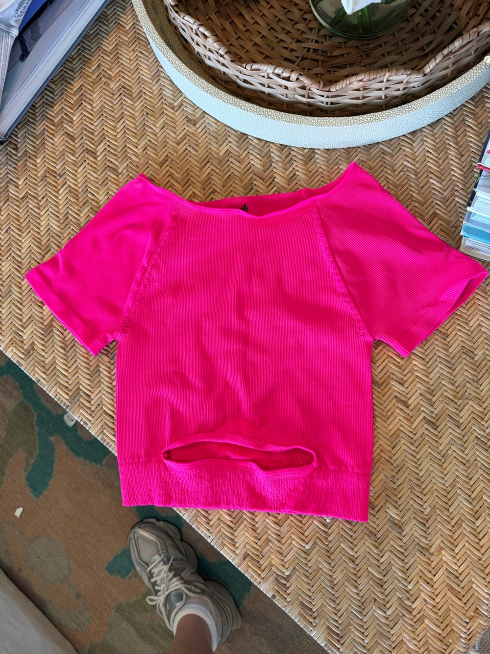 FP Movement by Free People Neon Pink Short Sleeve Ribbed Tee